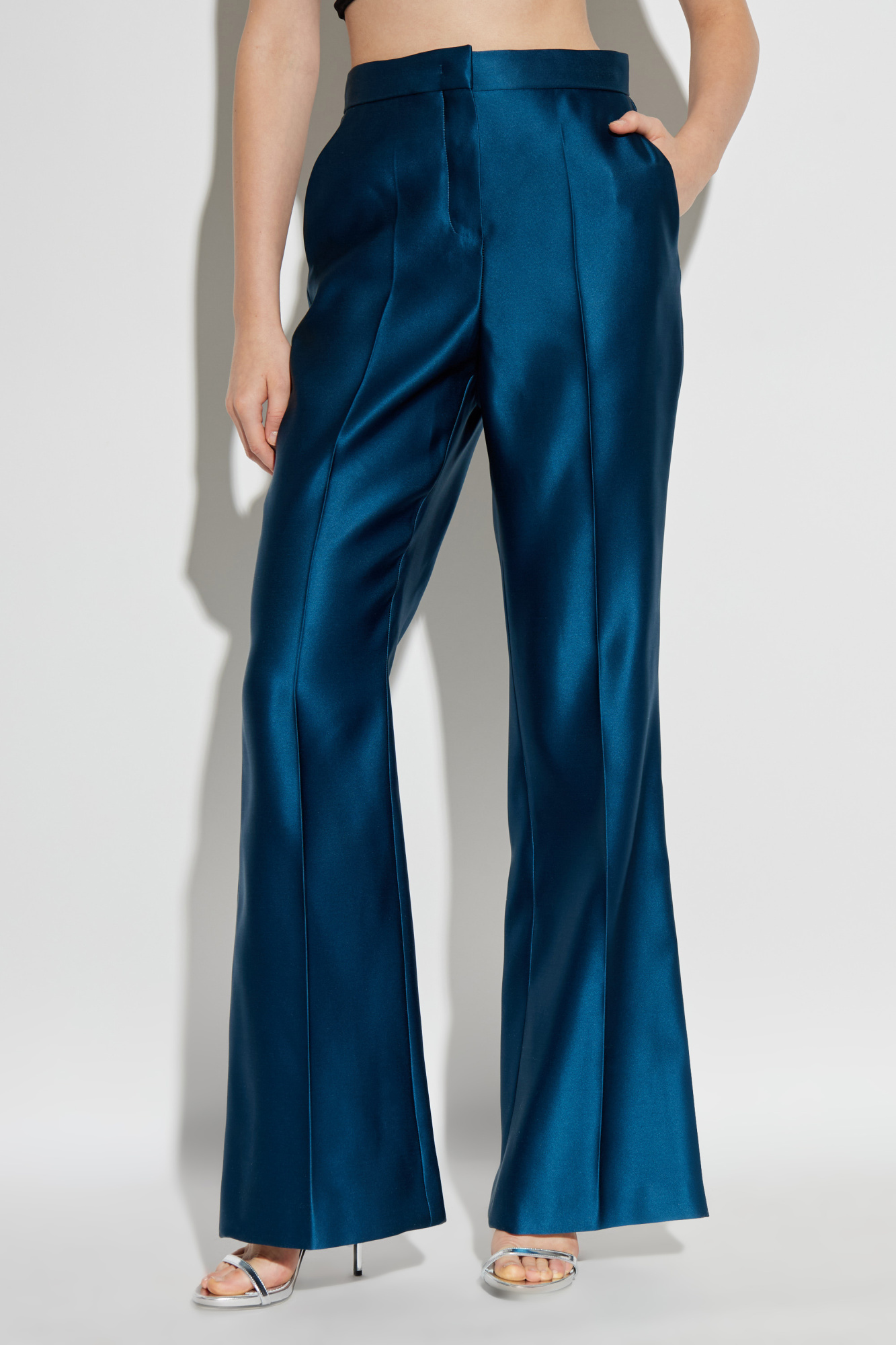 Fendi Silk pants with flared, crease-front legs | Women's